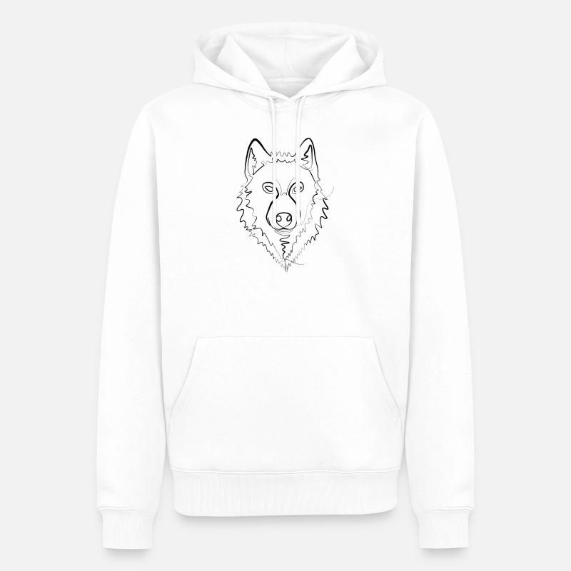 Wolf - one line drawing - Männer Premium Bio Hoodie - Weiß