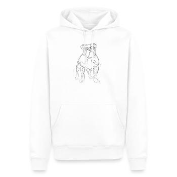 Bulldog - one line drawing - Men’s Premium Organic Hoodie - white - Front - Nico (187cm)