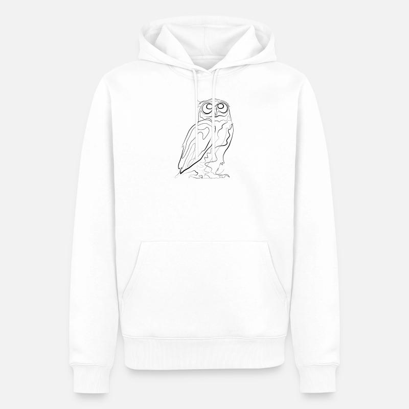 Eule - one line drawing - Männer Premium Bio Hoodie - Weiß