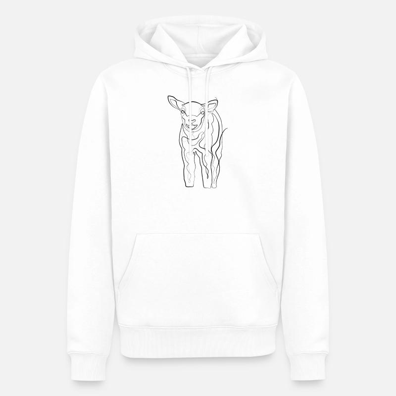 Lamm Hirte - one line drawing - Männer Premium Bio Hoodie - Weiß