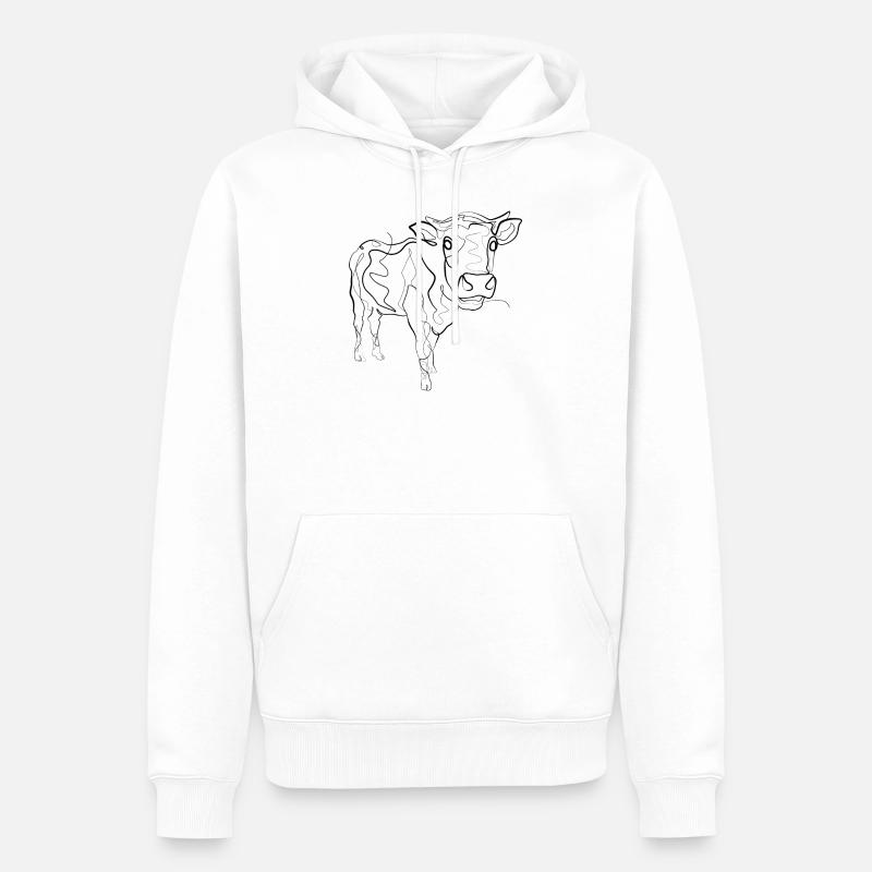 Kuh Bauer - one line drawing - Männer Premium Bio Hoodie - Weiß