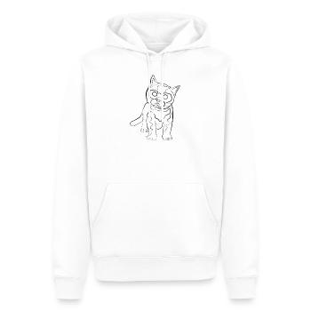Bébé chaton - one line drawing - Sweat à capuche Premium bio Homme - blanc - Devant - Nico (187cm)