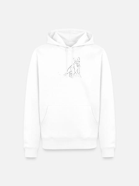 Cat - one line drawing - Men’s Premium Organic Hoodie - white