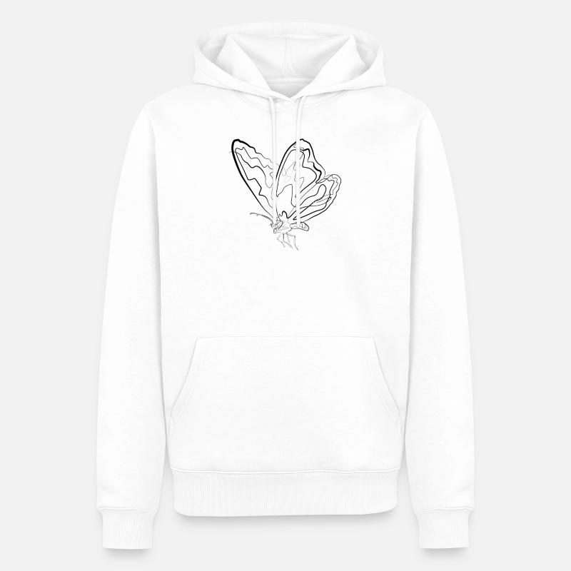 Papillon Été - one line drawing - Sweat à capuche Premium bio Homme - blanc