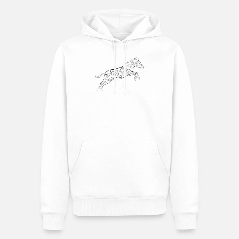 Zebra - one line drawing - Männer Premium Bio Hoodie - Weiß