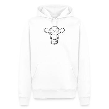 Vache - one line drawing - Sweat à capuche Premium bio Homme - blanc - Devant - Nico (187cm)