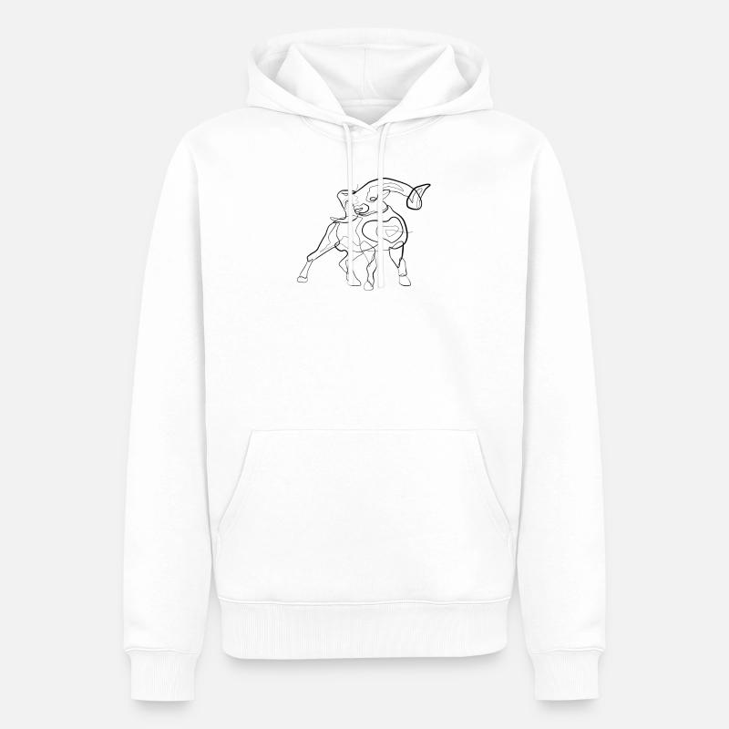 Widder - one line drawing - Männer Premium Bio Hoodie - Weiß