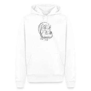 Hippopotames - one line drawing - Sweat à capuche Premium bio Homme - blanc - Devant - Nico (187cm)