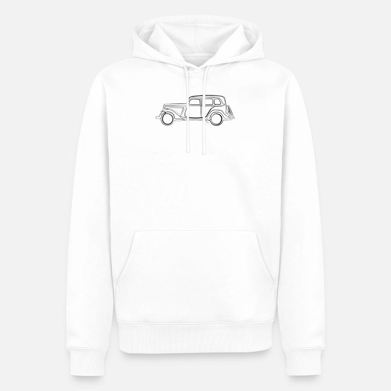 Auto Oldtimer retro - one line drawing - Männer Premium Bio Hoodie - Weiß