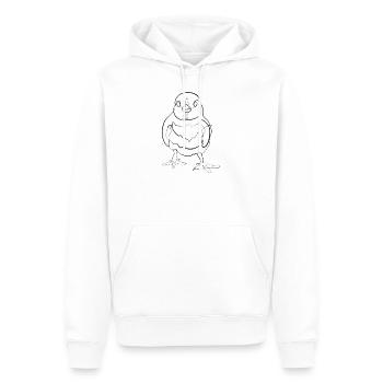 Poulet bébé poussin - one line drawing - Sweat à capuche Premium bio Homme - blanc - Devant - Nico (187cm)