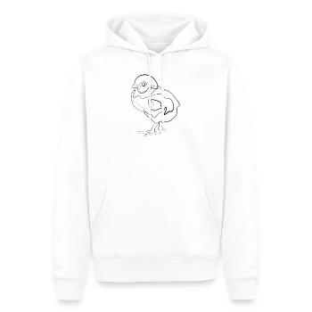 Poulet bébé poussin - one line drawing - Sweat à capuche Premium bio Homme - blanc - Devant - Nico (187cm)