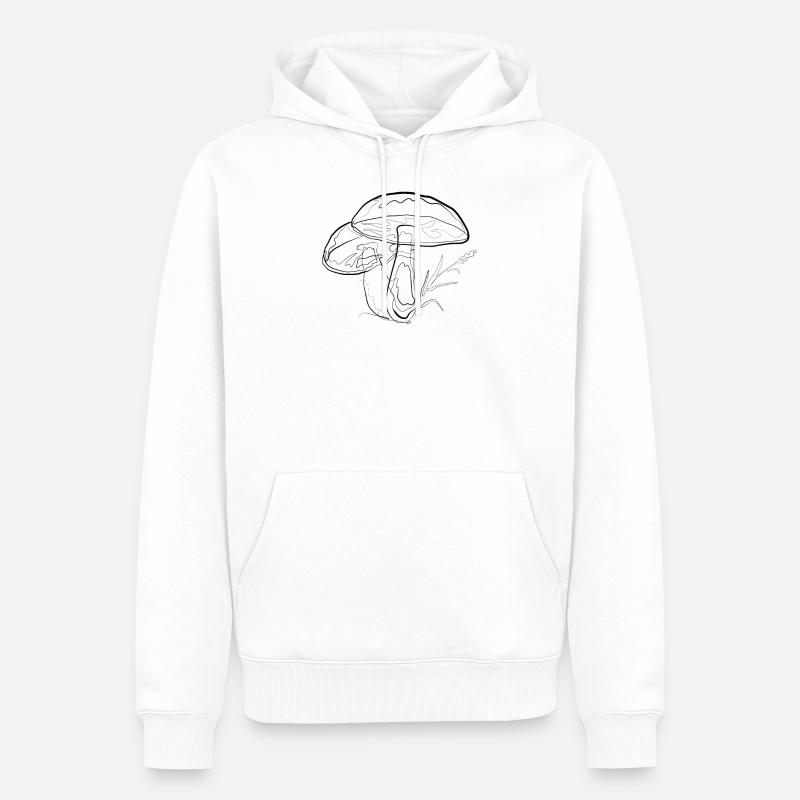 Champignons - one line drawing - Sweat à capuche Premium bio Homme - blanc