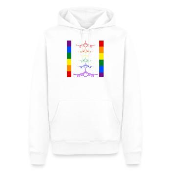 Regenbogenflugzeuge - Männer Premium Bio Hoodie - Weiß - Vorne - Nico (187cm)