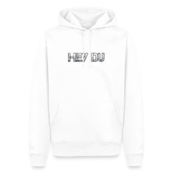 Hey du - Männer Premium Bio Hoodie - Weiß - Vorne - Nico (187cm)