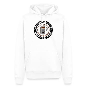 Coffee Cup (Emblem) - Männer Premium Bio Hoodie - Weiß - Vorne - Nico (187cm)
