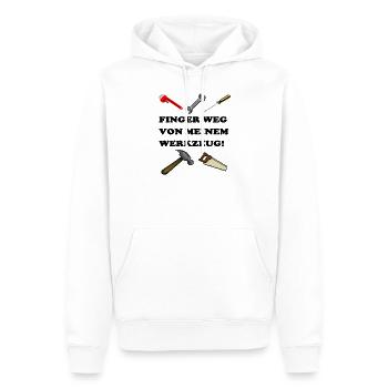 Finger weg von meinem Werkzeug! - Männer Premium Bio Hoodie - Weiß - Vorne - Nico (187cm)