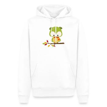 Eule - Männer Premium Bio Hoodie - Weiß - Vorne - Nico (187cm)