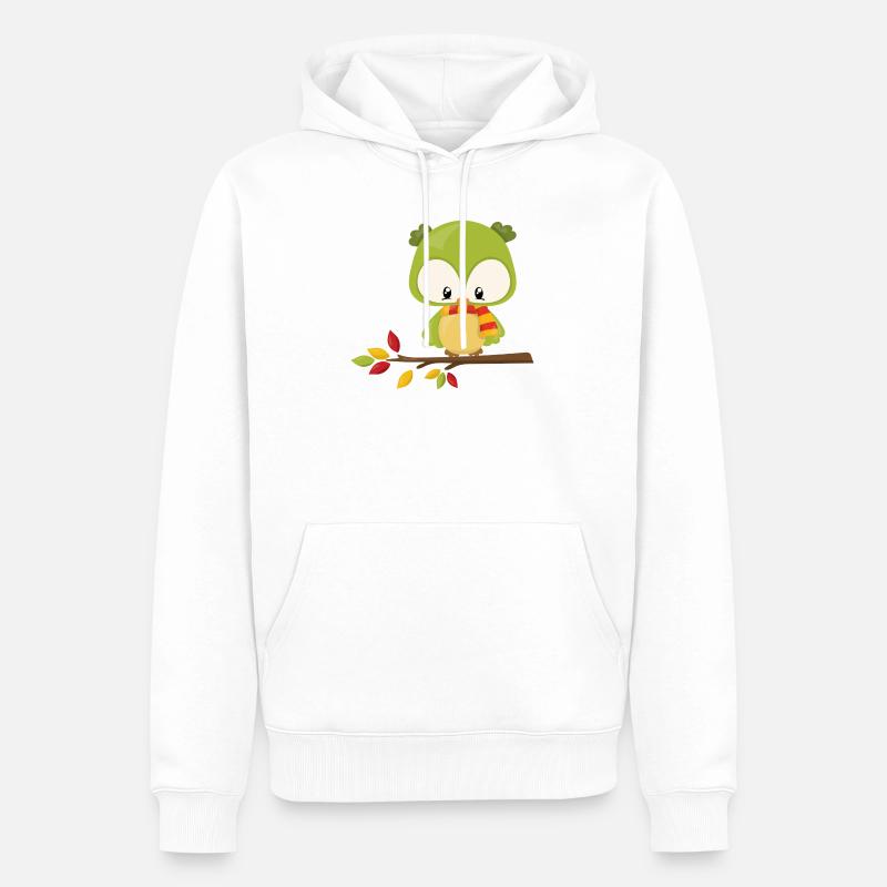 Eule - Männer Premium Bio Hoodie - Weiß