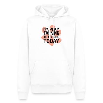 Je parle juste à mon chien cadeau aujourd'hui - Sweat à capuche Premium bio Homme - blanc - Devant - Nico (187cm)