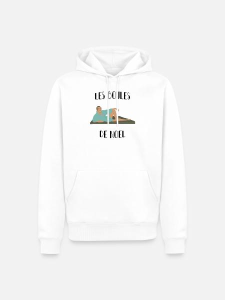 Les boules de Noël d'OSS 117 - Sweat à capuche Premium bio Homme - blanc