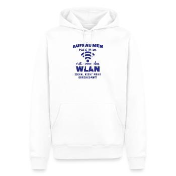 Aufräumen muss man wenn das Wlan nicht durchkommt - Männer Premium Bio Hoodie - Weiß - Vorne - Nico (187cm)
