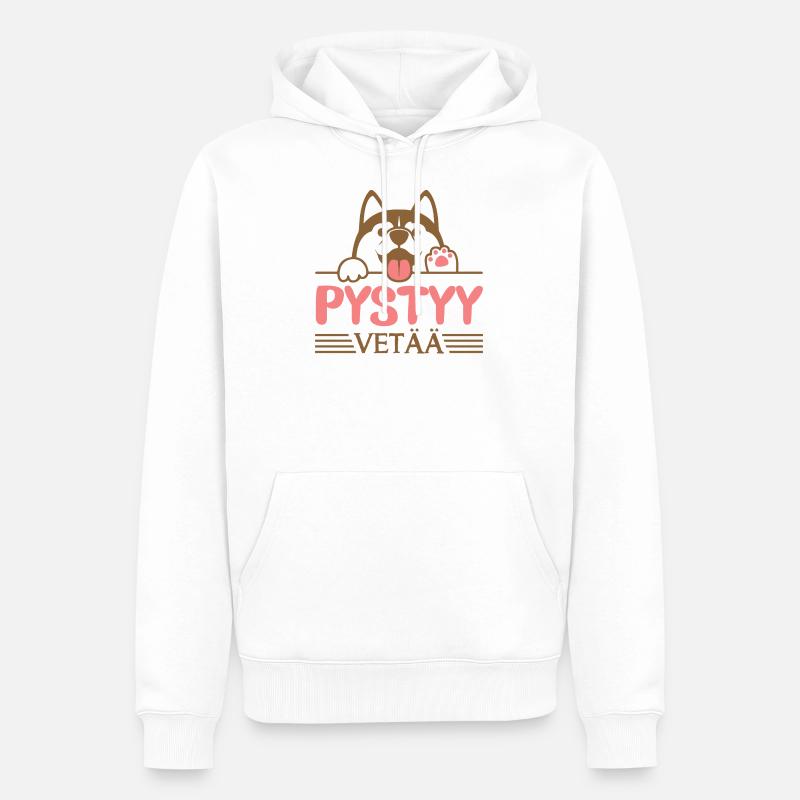Cadeau de chien chiot husky - Sweat à capuche Premium bio Homme - blanc