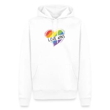 L'amour gagne le cadeau de la fierté gay LGBT - Sweat à capuche Premium bio Homme - blanc - Devant - Nico (187cm)