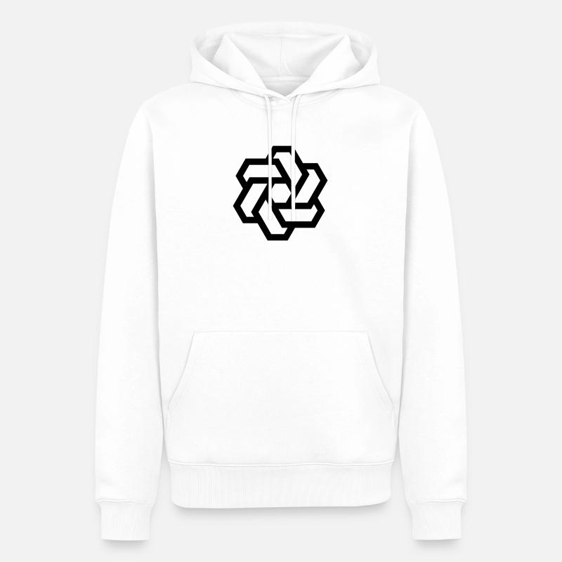 Logo cercle hexagonal - Sweat à capuche Premium bio Homme - blanc