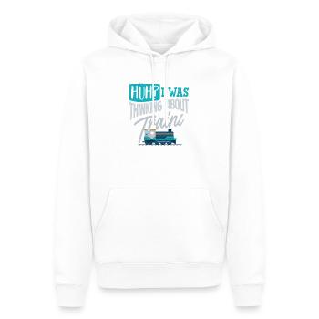 Trains train ferroviaire - Sweat à capuche Premium bio Homme - blanc - Devant - Nico (187cm)