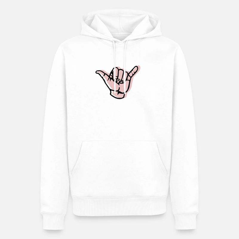 Décalage à la main - Sweat à capuche Premium bio Homme - blanc