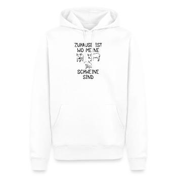 Zuhause ist wo meine Schweine sind Bauer Geschenk - Männer Premium Bio Hoodie - Weiß - Vorne - Nico (187cm)