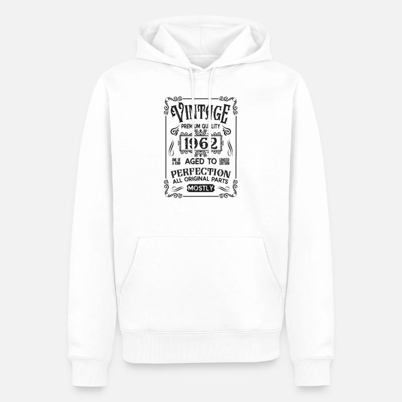 Anniversaire né en 1962 - Sweat à capuche Premium bio Homme - blanc