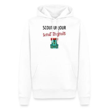 Scout un jour scout toujours - Cadeau Humour drole - Sweat à capuche Premium bio Homme - blanc - Devant - Nico (187cm)