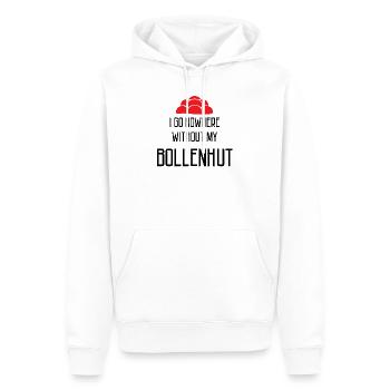 I go nowhere without my Bollenhut Schwarzwald - Männer Premium Bio Hoodie - Weiß - Vorne - Nico (187cm)