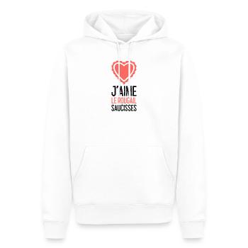J'aime le rougail saucisse la Reunion 974 créole - Sweat à capuche Premium bio Homme - blanc - Devant - Nico (187cm)