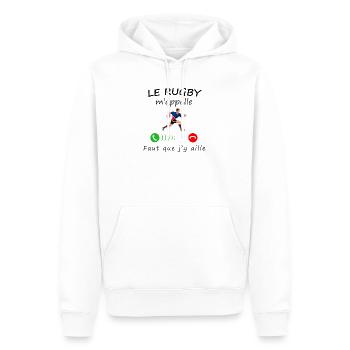 Le rugby m'appelle - Sweat à capuche Premium bio Homme - blanc - Devant - Nico (187cm)