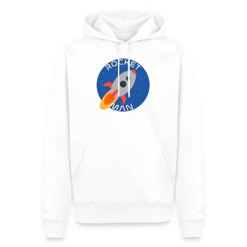 Vaisseau spatial Rocketman Raketenman Austronaut - Sweat à capuche Premium bio Homme - blanc - Devant - Nico (187cm)