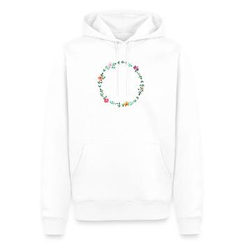 Simple floral wreath customizable - Men’s Premium Organic Hoodie - white - Front - Nico (187cm)