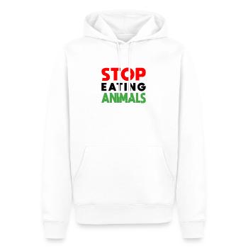 Stop eating Animals - Black Edition - Männer Premium Bio Hoodie - Weiß - Vorne - Nico (187cm)