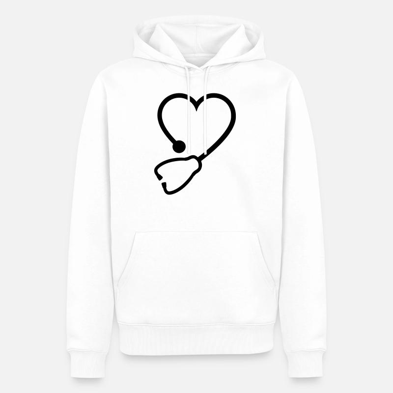 Stethoskop - Männer Premium Bio Hoodie - Weiß