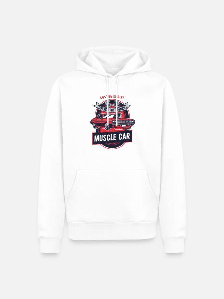 Muscle Car V8 Route Zündfolge Tuning Rockabilly - Männer Premium Bio Hoodie - Weiß