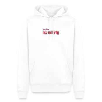 fick und fertig - Männer Premium Bio Hoodie - Weiß - Vorne - Nico (187cm)