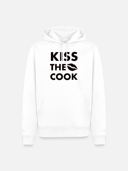 Kiss the cook black - Men’s Premium Organic Hoodie - white