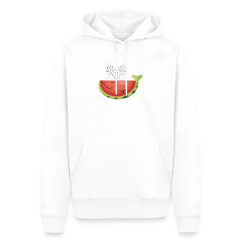 Pastèque Baleine - Baleine-Melon - Fruit -Love - Sweat à capuche Premium bio Homme - blanc - Devant - Nico (187cm)