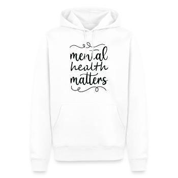 questions de santé mentale - Sweat à capuche Premium bio Homme - blanc - Devant - Nico (187cm)