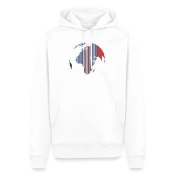 Changement climatique - Réchauffement des rayures - Terre - Sweat à capuche Premium bio Homme - blanc - Devant - Nico (187cm)
