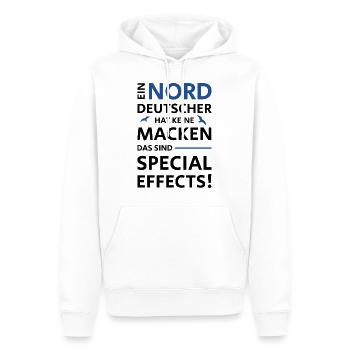 NORDDEUTSCHE MACKEN SPECIAL EFFECTS - Männer Premium Bio Hoodie - Weiß - Vorne - Nico (187cm)