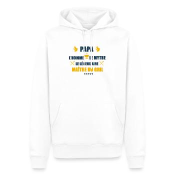 Papa l'homme le mythe le légendaire Maître du Gril - Sweat à capuche Premium bio Homme - blanc - Devant - Nico (187cm)