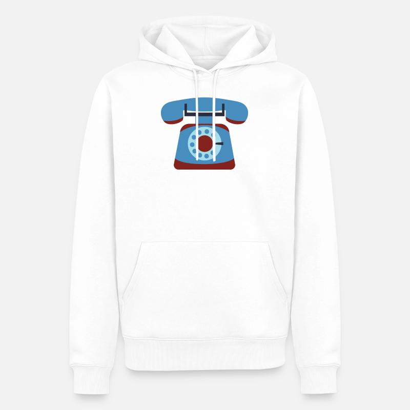 telefon - Ekologiczna męska bluza z kapturem Premium - biały