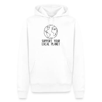 Soutenez votre cadeau de protection de l'environnement de la planète locale - Sweat à capuche Premium bio Homme - blanc - Devant - Nico (187cm)